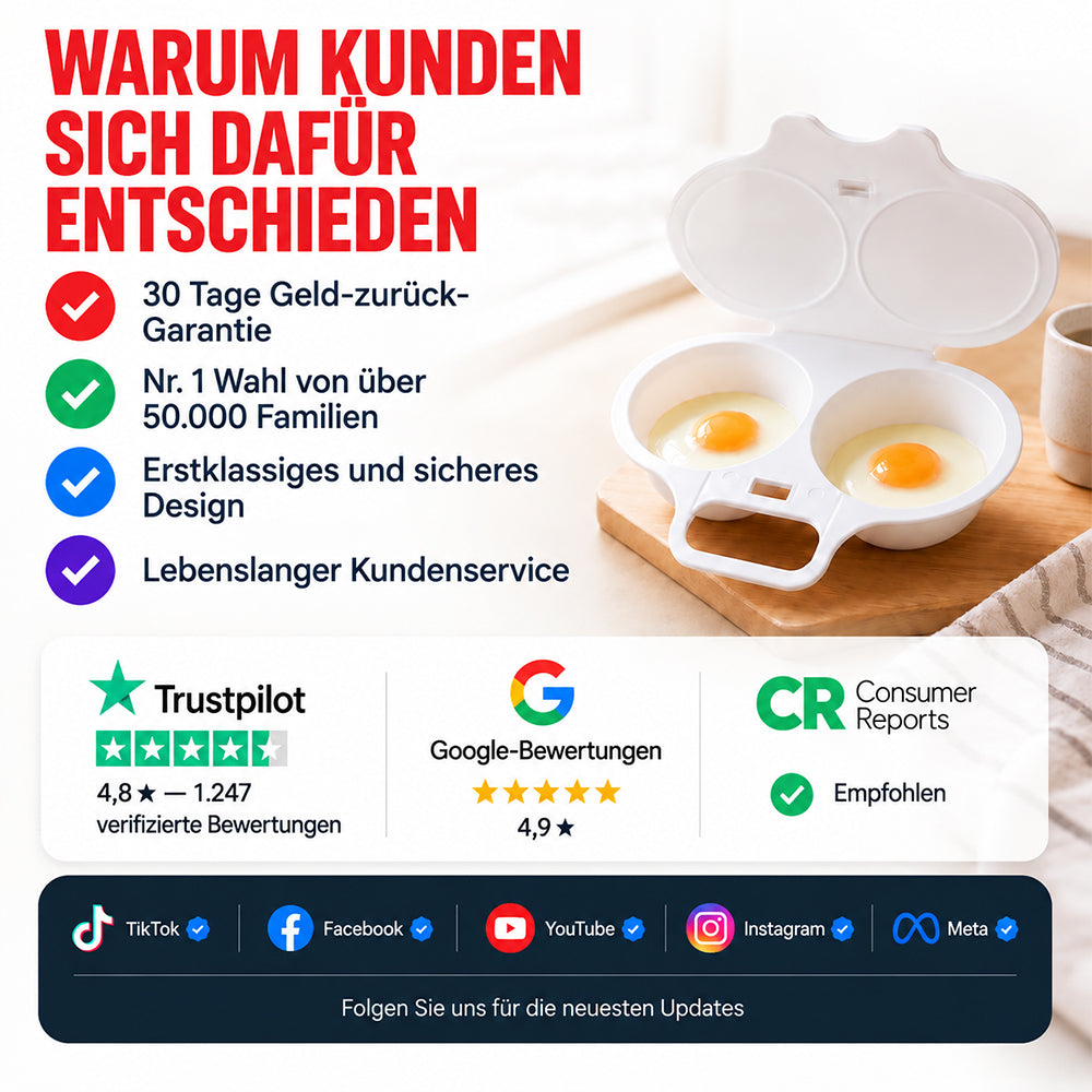 🥚Mikrowellen-Eierpochierer mit Deckel & Griff🇩🇪