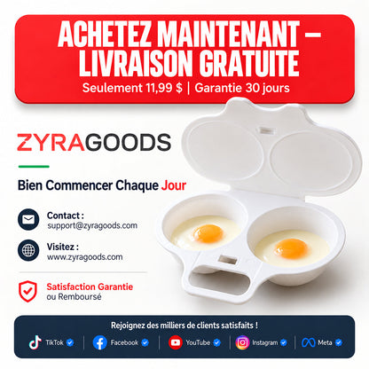 🥚🥚 Pocheuse à œufs pour micro-ondes avec couvercle et poignée 🍽️🇫🇷