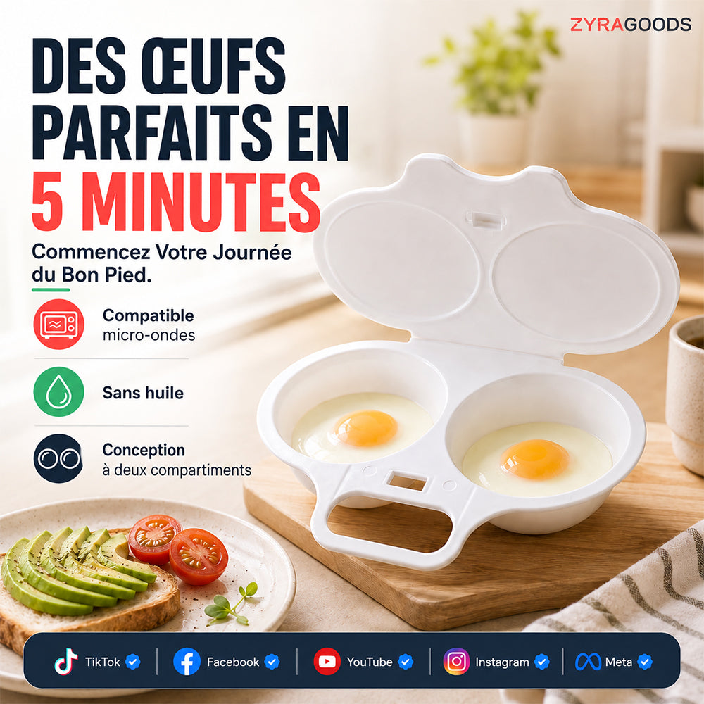 🥚🥚 Pocheuse à œufs pour micro-ondes avec couvercle et poignée 🍽️🇫🇷