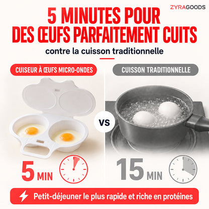 🥚🥚 Pocheuse à œufs pour micro-ondes avec couvercle et poignée 🍽️🇫🇷