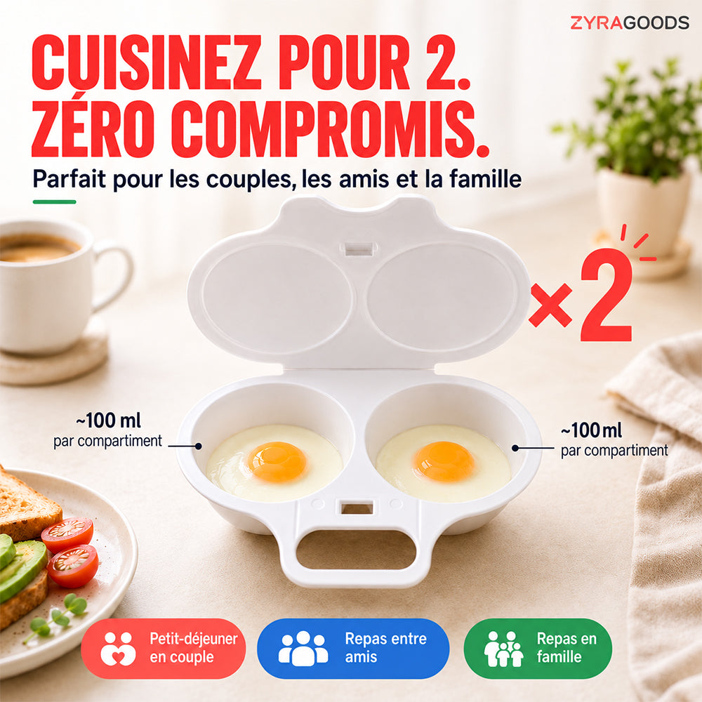 🥚🥚 Pocheuse à œufs pour micro-ondes avec couvercle et poignée 🍽️🇫🇷