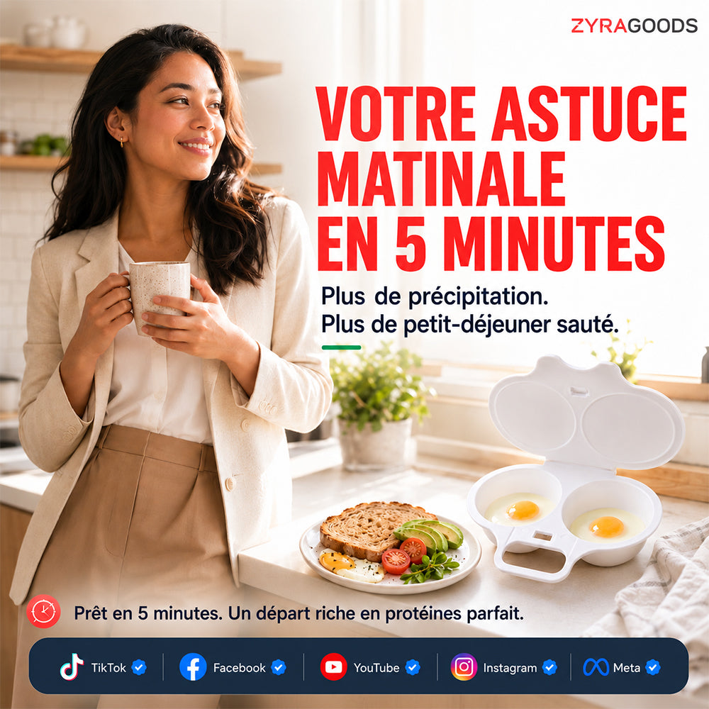 🥚🥚 Pocheuse à œufs pour micro-ondes avec couvercle et poignée 🍽️🇫🇷