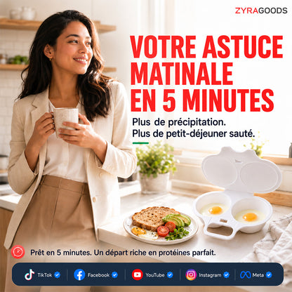 🥚🥚 Pocheuse à œufs pour micro-ondes avec couvercle et poignée 🍽️🇫🇷