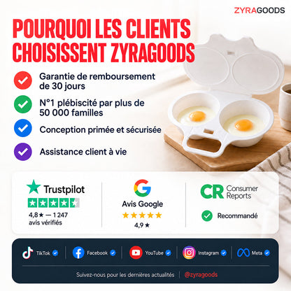🥚🥚 Pocheuse à œufs pour micro-ondes avec couvercle et poignée 🍽️🇫🇷